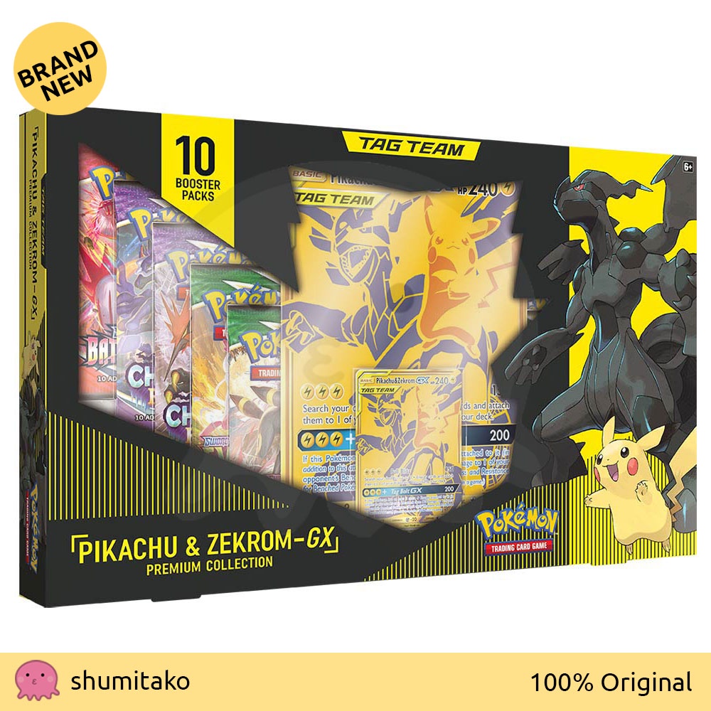 Pokemon TCG Tag Team Pikachu & Zekrom GX Gold Premium Collection Box