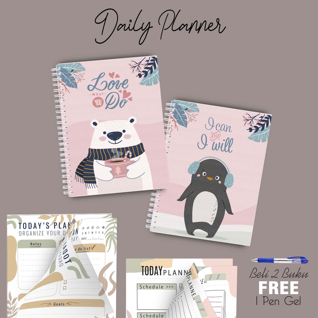 

Artomaringi Daily Planner Note Book A5 Beli 2pcs Gratis Pulpen BCB04A
