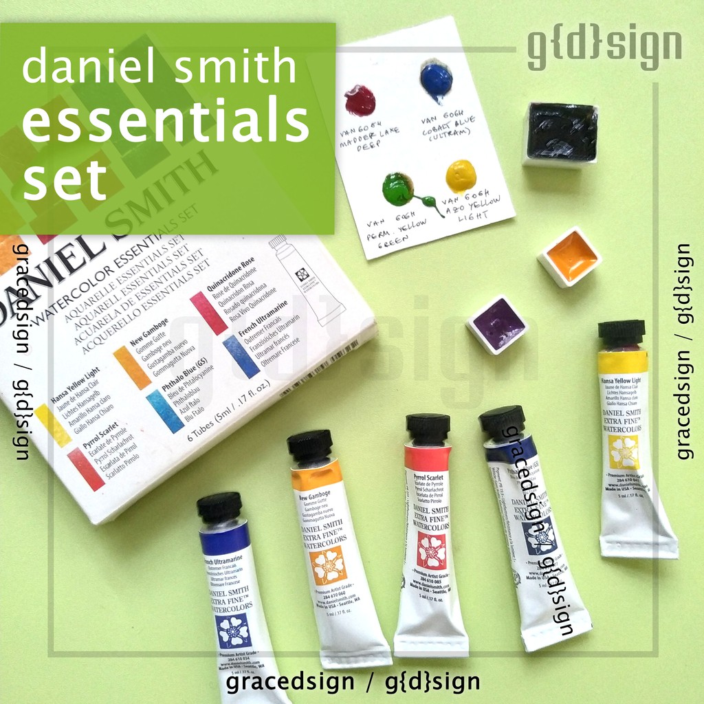 

Essentials Set - Daniel Smith Watercolor - Share Tube Cat Air Hand Poured Dot Card Mini Pan Half Pan