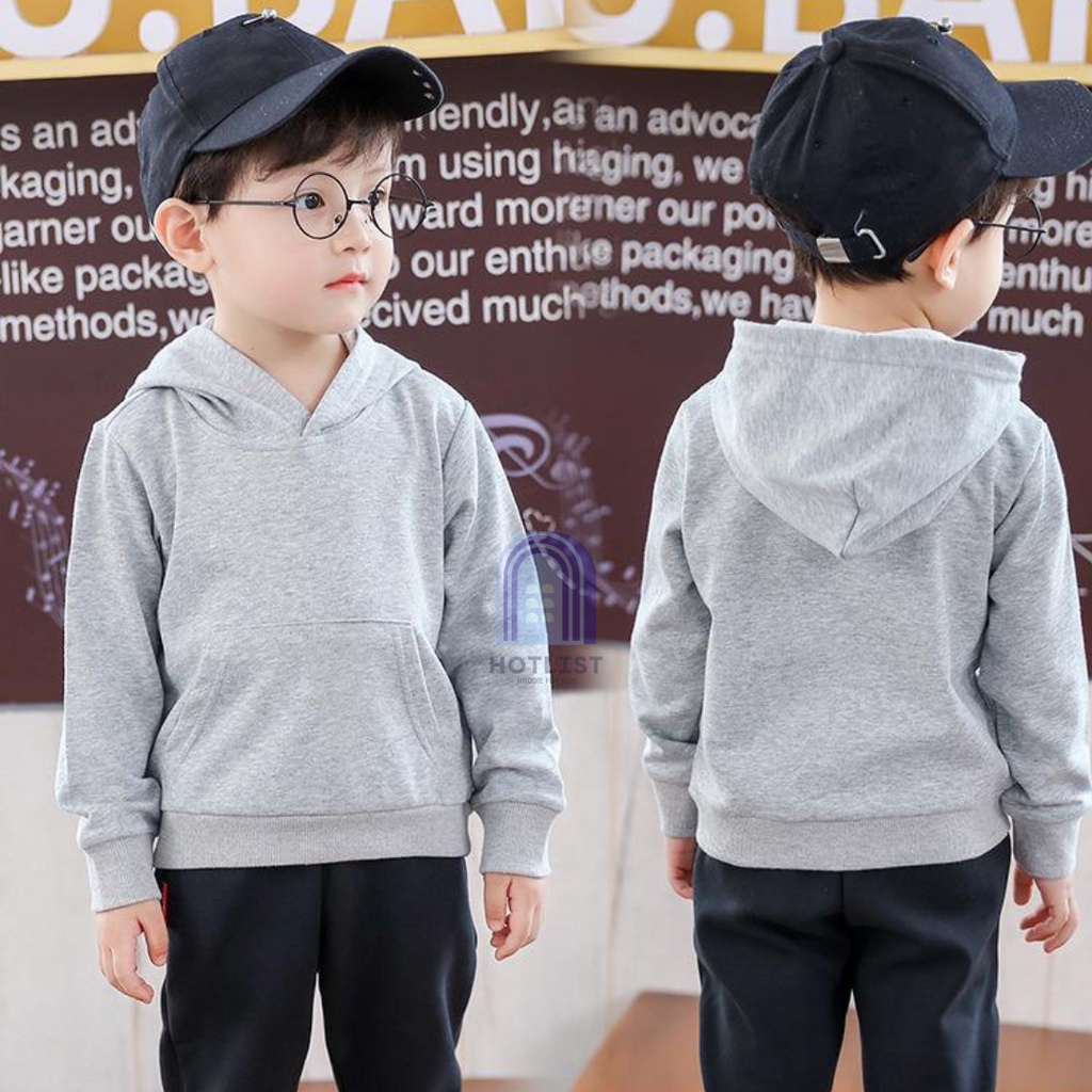Jaket Hodie Jumper Anak Laki laki Cowok Cewek Perempuan Polos TK SD Warna Abu Umur 1 2 3 4 5 6 7 8 9