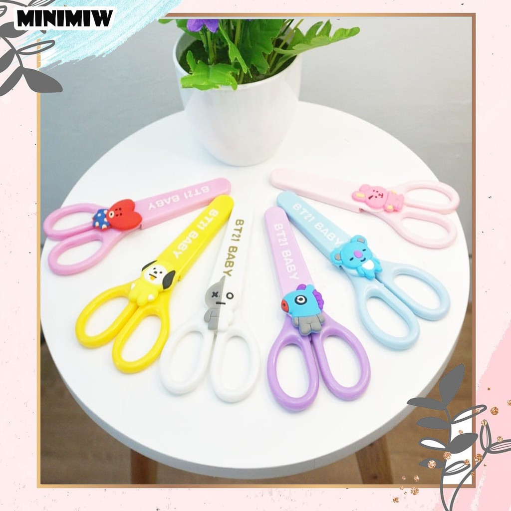 

GUNTING BT BOYBAND KOREA SCISSORS TATA COOKY CHIMMY MANK KOYA VAN WARNA WARNI DENGAN TUTUP bangtan