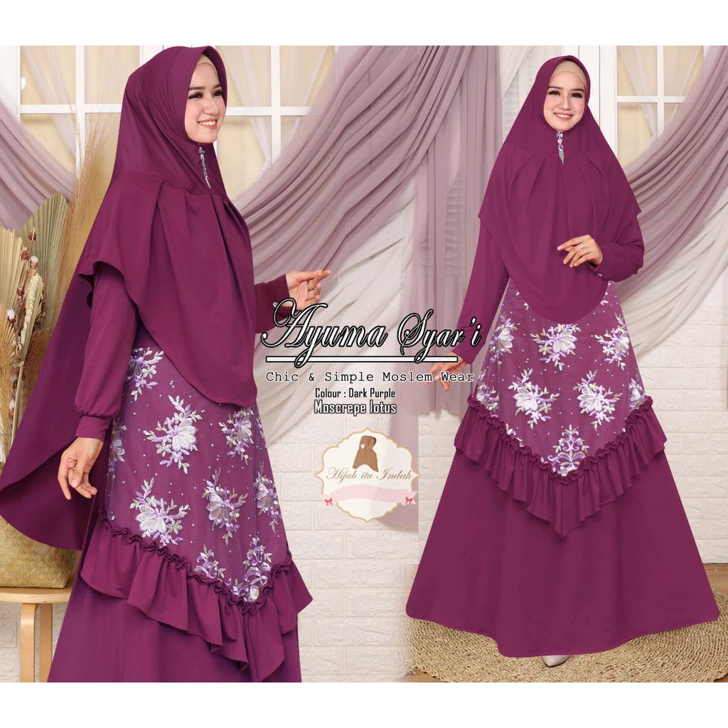 GAMIS SYARI TULLE BORDIR AYUMA GAMIS PESTA SYARI HIJAB ITU INDAH