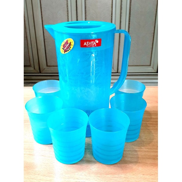 Teko / Eskan / Water jug Florencia 2,2 ltr + 6 PCS Gelas Asvita