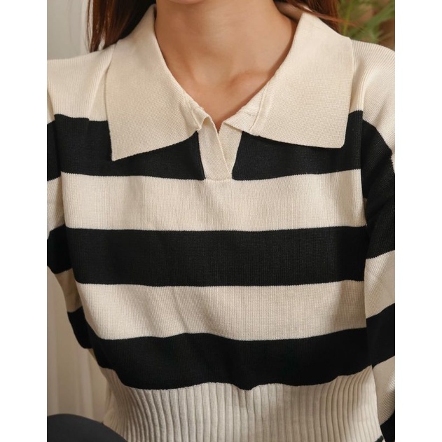 Orin Polo Stripes Knit Crop Import TM (29012)