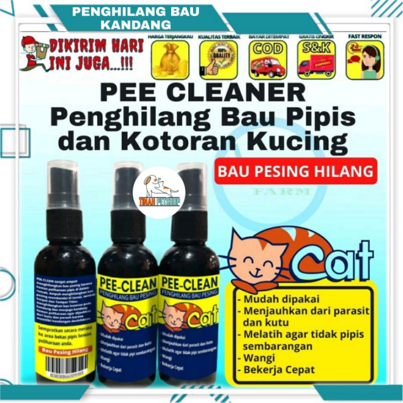 Pee-Clean Penghilang Bau Pesing Pipis BAB Kelinci Kucing Anjing Pewangi Kandang 60 ML