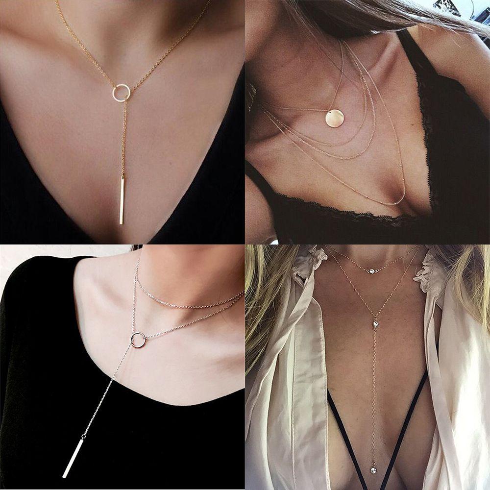 Lily Multi Layer Kalung Baru Panas Trendi Fashion Paduan Tembaga Bulat Persegi Panjang Bentuk Boho Choker