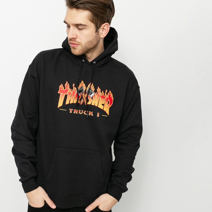 Thrasherr Truck 1 Logo Black Hoodie