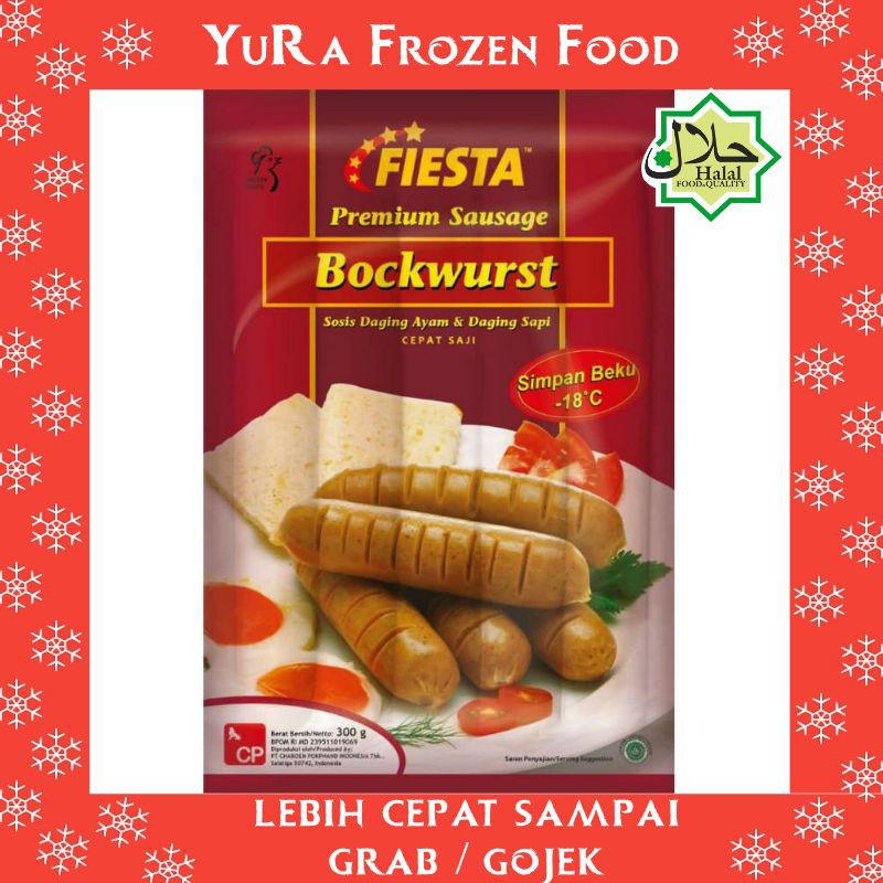 Sosis Jumbo Ayam Dan Sapi Premium FIESTA Bockwurst 300gr Makanan Halal Enak Yura Frozen Food Murah