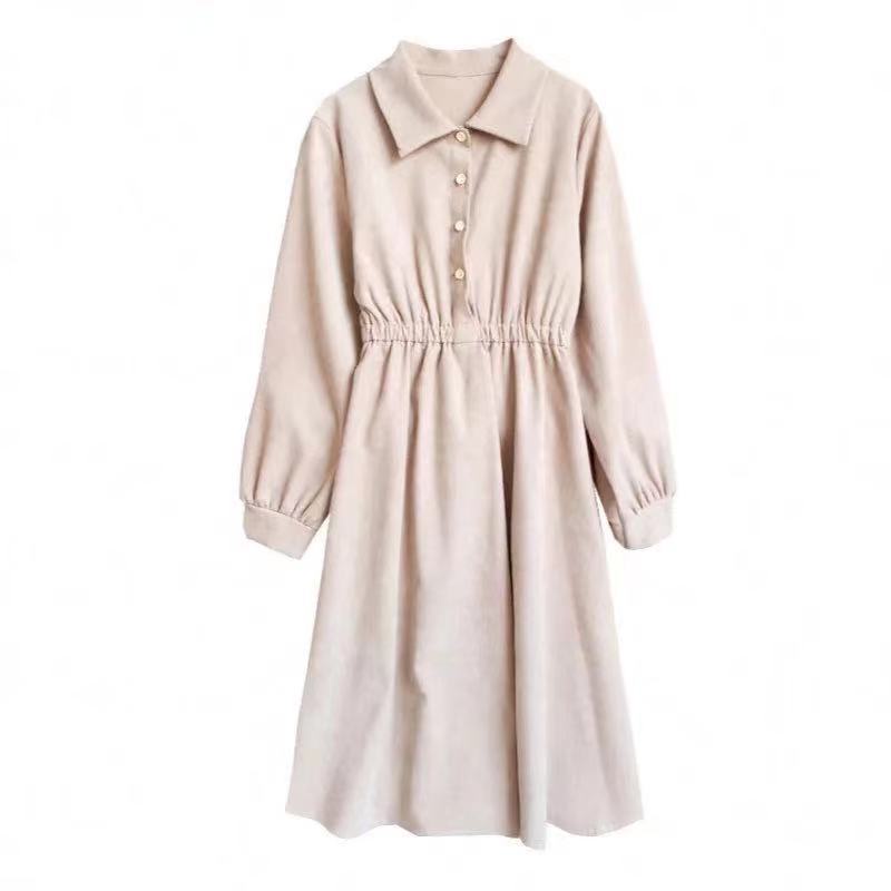 French stem orange women's long sleeved dress, first love dress, small fresh student college, Depart