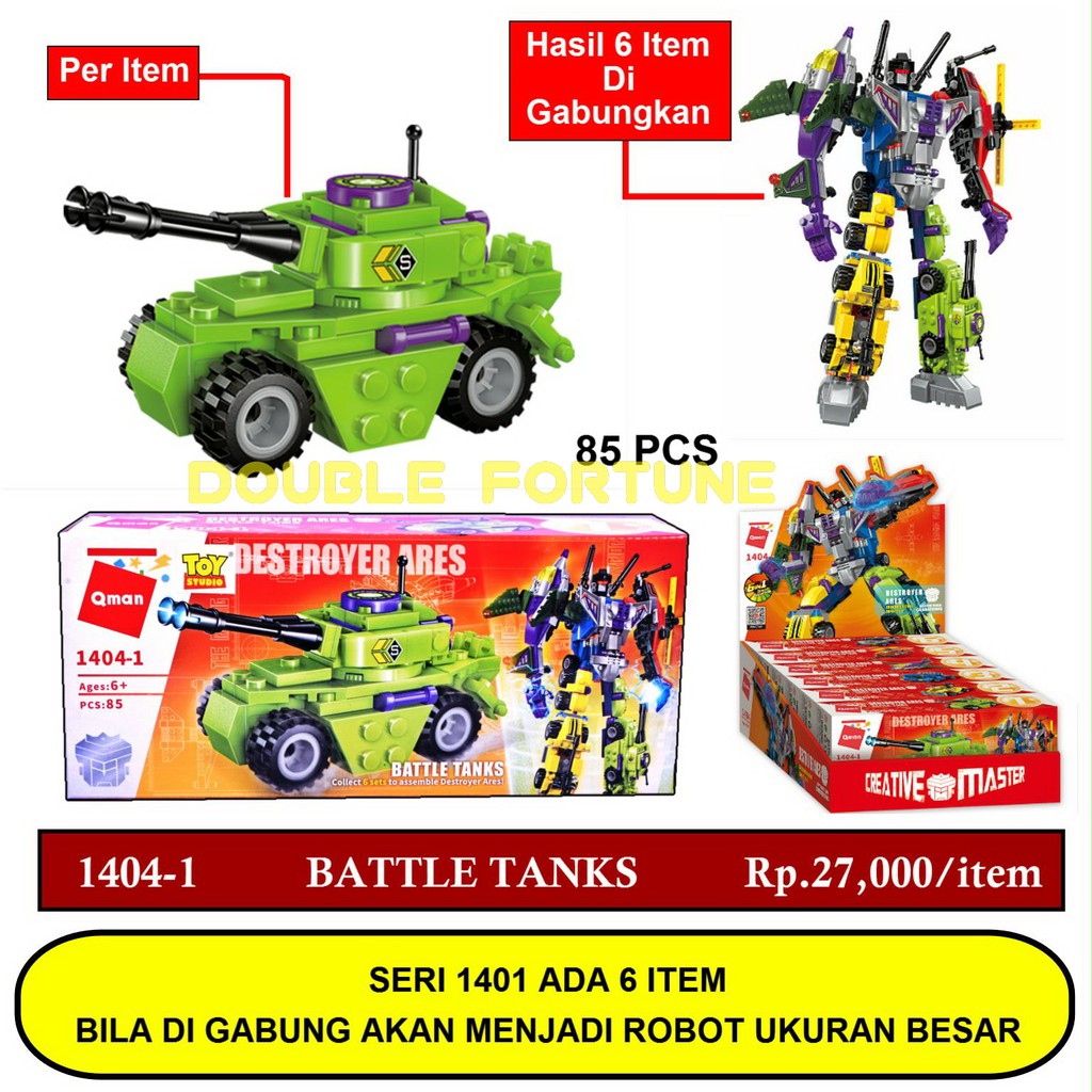 MAINAN LEGO QMAN 1404-1 BATTLE TANKS - DESTROYER ARES