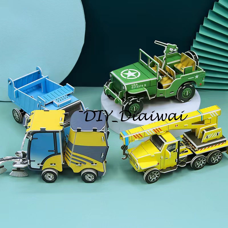 Puzzle 3D DIY bahan foam &amp; paper JEEP mobil mainan puzzle edukasi anak (kado,pajangan,dekorasi)