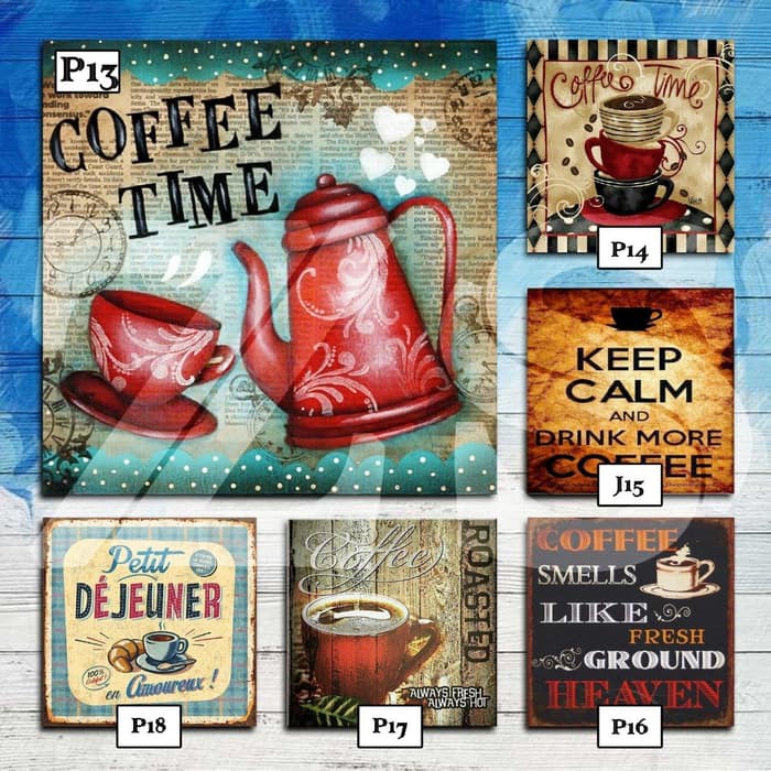 HIASAN DINDING POSTER KAYU TEMA COFFEE DEKORASI PAJANGAN ART VINTAGE