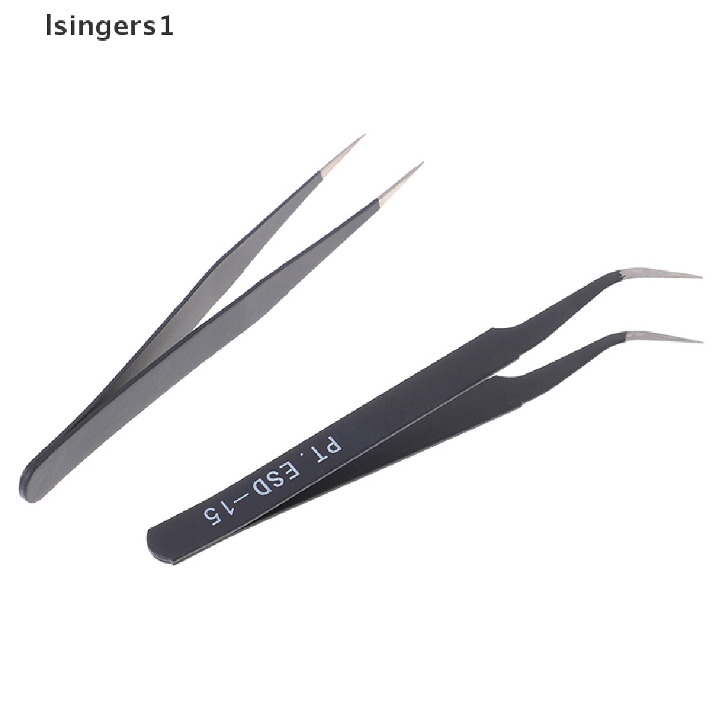 (lsingers1) 1pc Pinset Ujung Lurus / Lengkung Bahan Stainless Steel