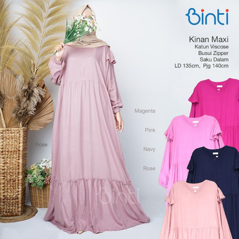 kinan gamis jumbo up to xxxxl ori binti salma dress calvin jean gamis busui ld 110cm melar sampai ld