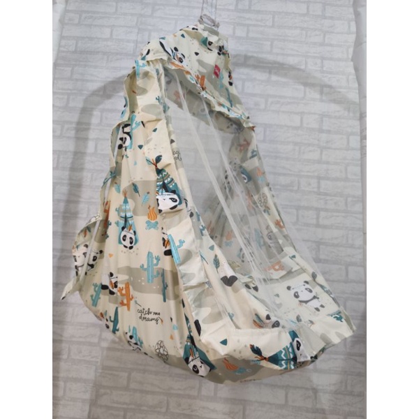 Ayunan Karakter 3in1 Kain Ayunan dan Kelambu dan Kasur-PANDA GREY