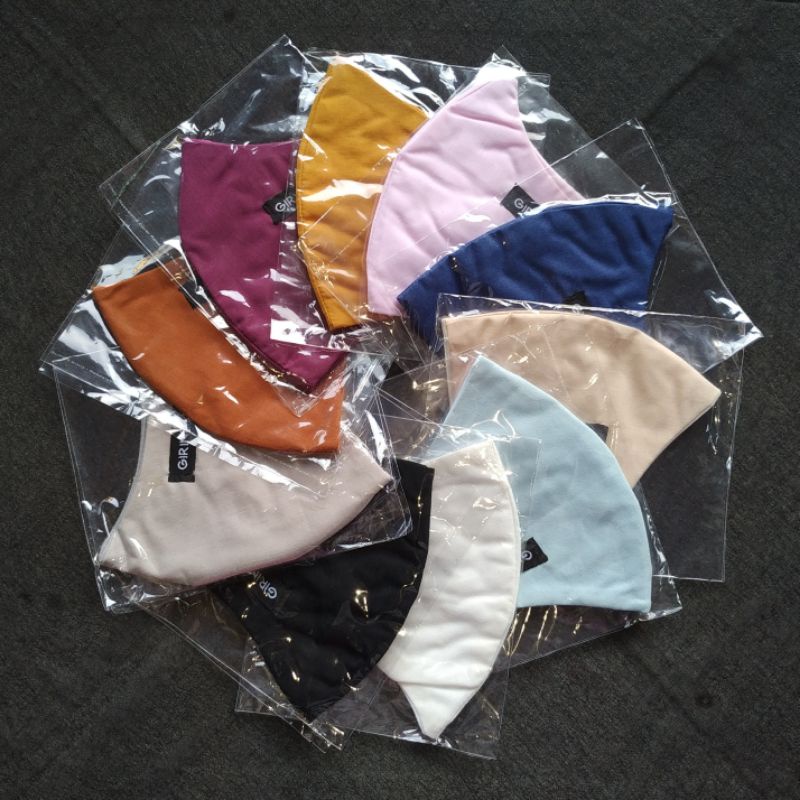 MASKER KAIN GIRINDANI HIJAB / HEADLOOP MOTIF POLOS