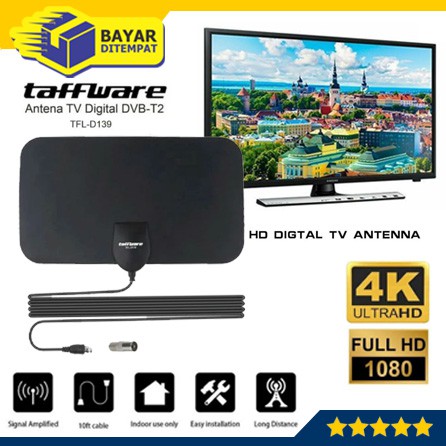 Antena TV Digital Indoor DVB-T2 4k High Gain 25-Db Tfl-D139 Taffware Anten Dalam Ruang