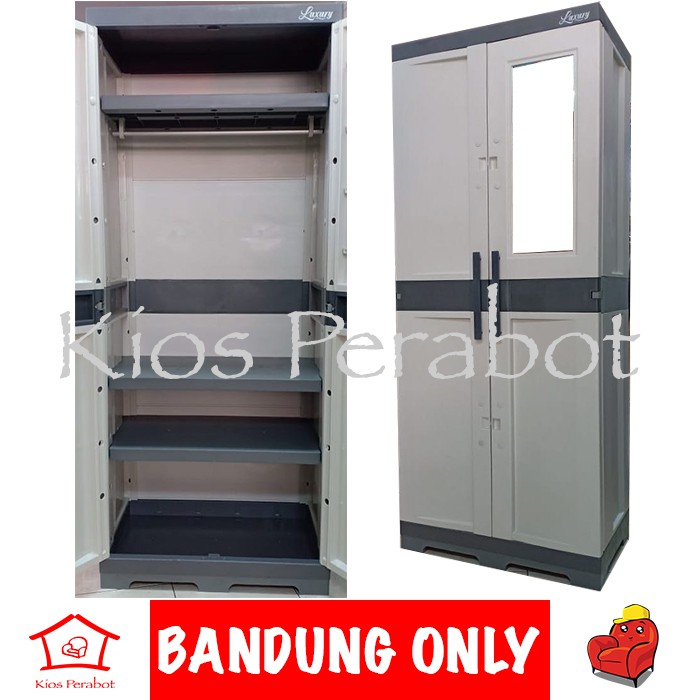  Lemari  plastik  Tabitha Luxury  2 pintu  1 kaca  1 gantungan 2 