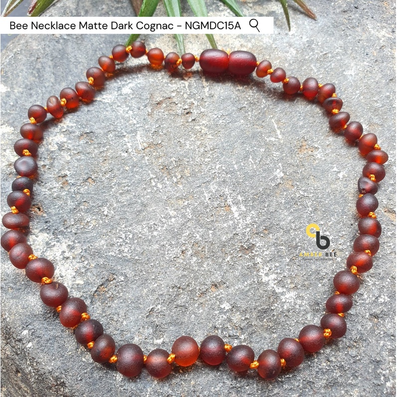 Kalung Amber Bayi &amp; Anak TK/SD Premium Baltic Matte Dark Cognac NGMDC15 By Amber Bee