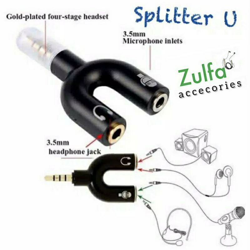 Audio Splitter U 2in1 Mic dan Headset