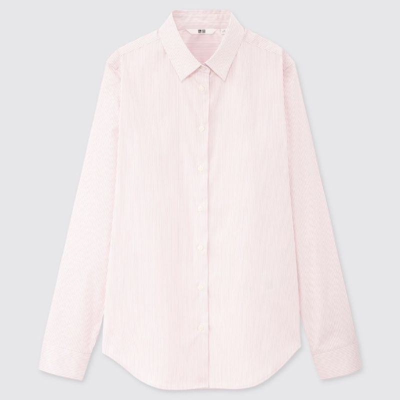 Uniqlo women cotton stretch striped shirt