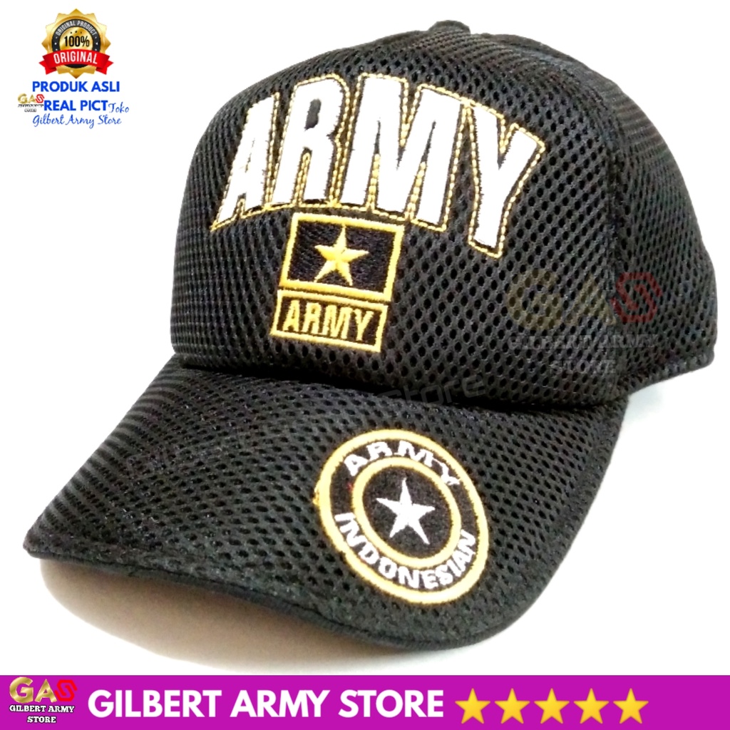 GILBERT ARMY STORE- Topi Pria Army- Topi Jaring Tentara- Topi HIjau Army- Topi Tni Indonesian Army