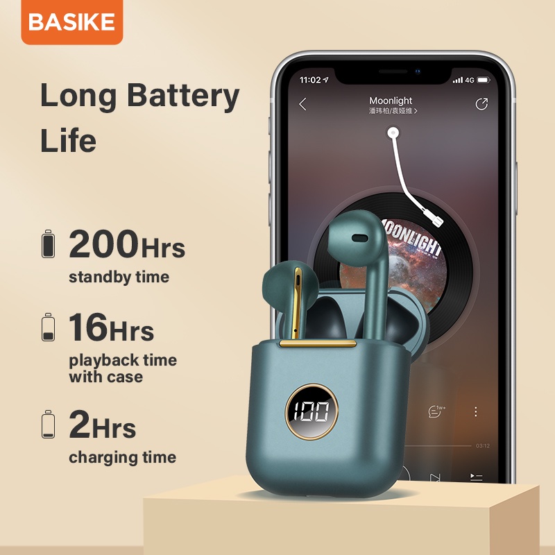 Headset Wireless Earphone Mini Earbuds TWS Bluetooth 5.0 HIFI Stereo Sound Music In-ear Earbuds Gaming With Mic Cocok Original Untuk Android IPhone Touch Sensor With Mic Noise Cancellation Sport tampilan digital Macaron-3