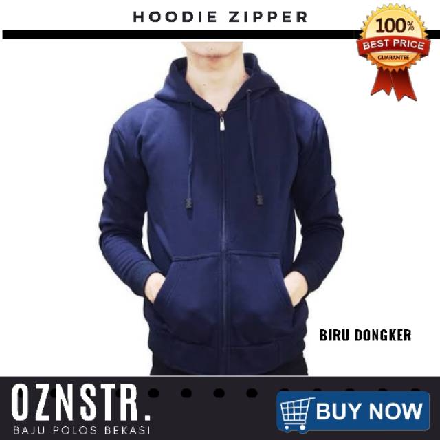 Jaket Sweater Polos Pria Wanita Hoodie ZIPPER Navy/Biru Dongker Murah