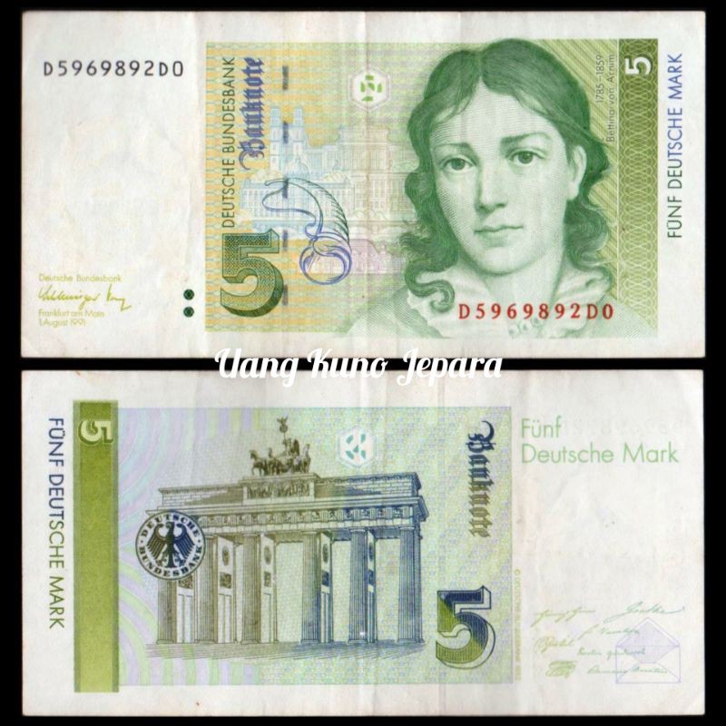 Uang Kuno Luar Atau Asing 5 Deutsche Mark Jerman Tahun 1991