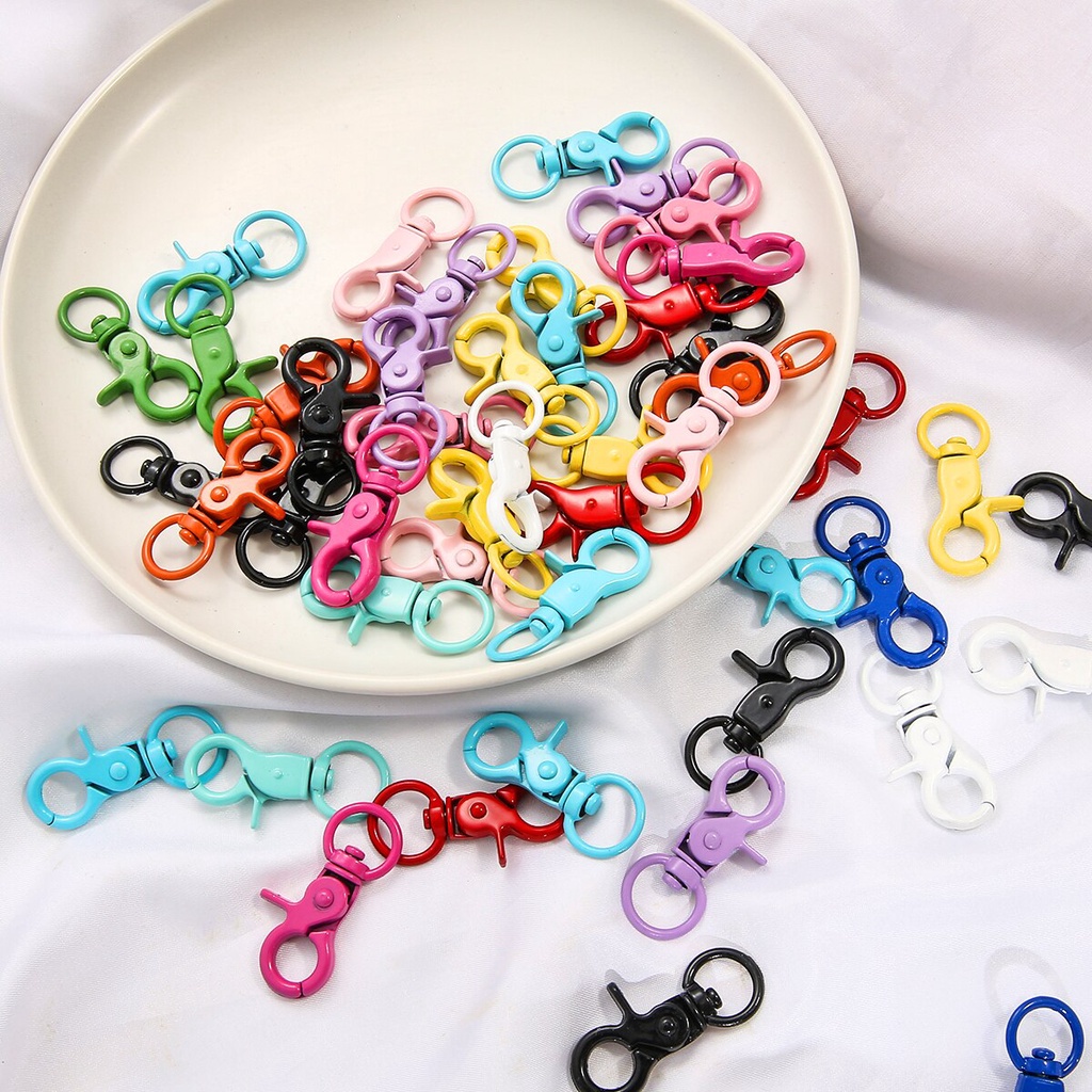 4PCS Colorful Key Chain Ring Metal Lobster Clasp Clips Bag Car Keychain DIYJewelry Accessories Key Hooks Hook Up Base Findings