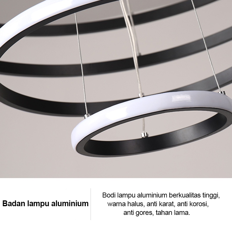 Golden LED Lampu Gantung 3 Ring Minimalis Modern