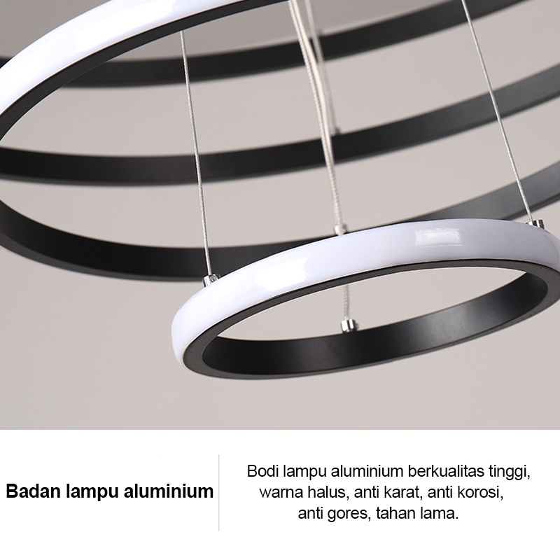 Golden LED Lampu plafon Lampu Gantung Minimalis Modern RUANG TAMU Lampu Gantung LED 3 Ring Modern Untuk Kamar Tidur