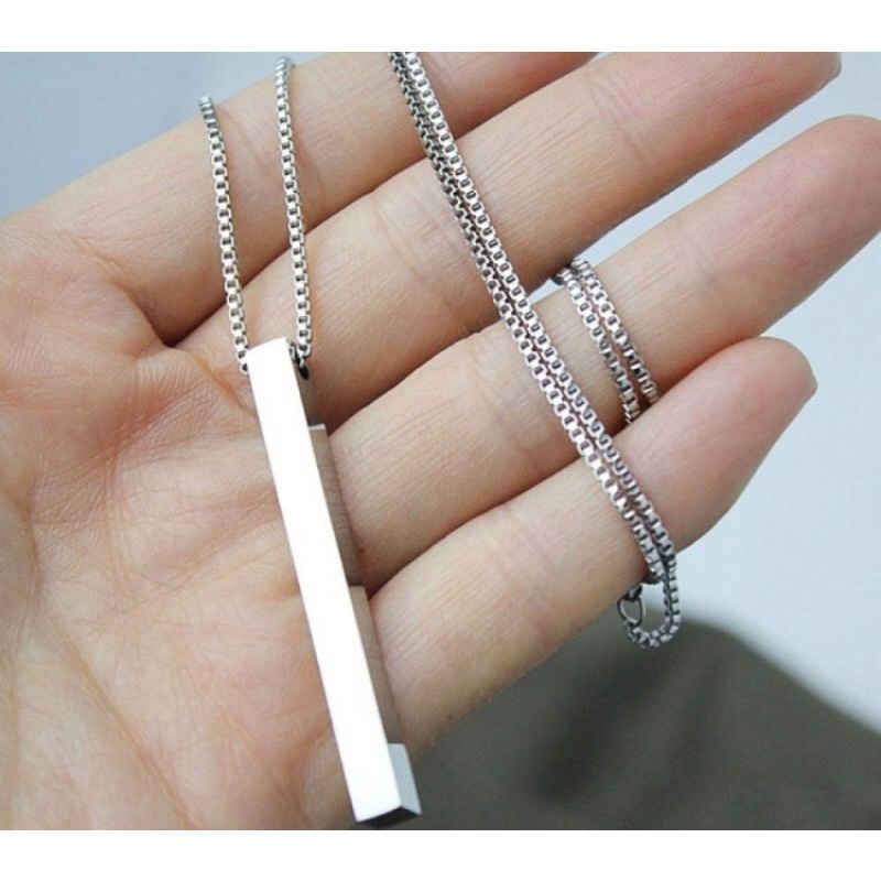 kalung rollo kecil kalung bandul balok silver kalung titanium