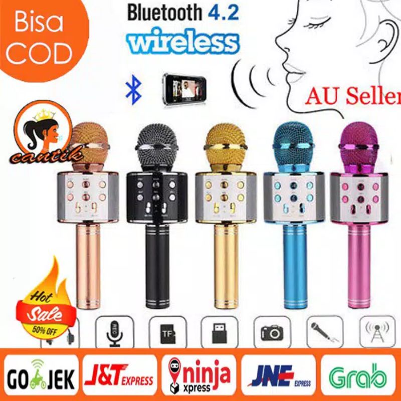 mic bluetooth ws 858 wireless bluetooth karoke plus speaker microfhone portable