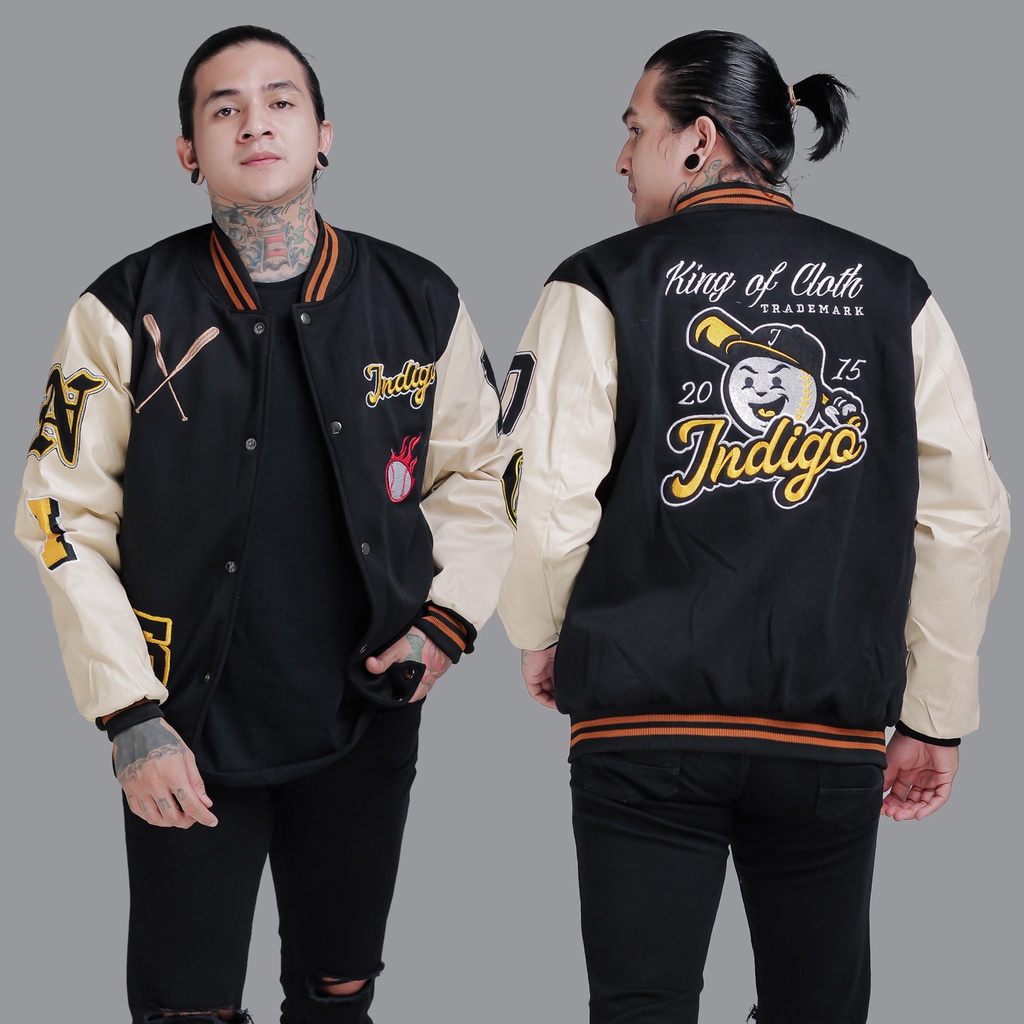 JAKET BASEBALL VARSITY FULL BORDIR BRANDED INDIGO