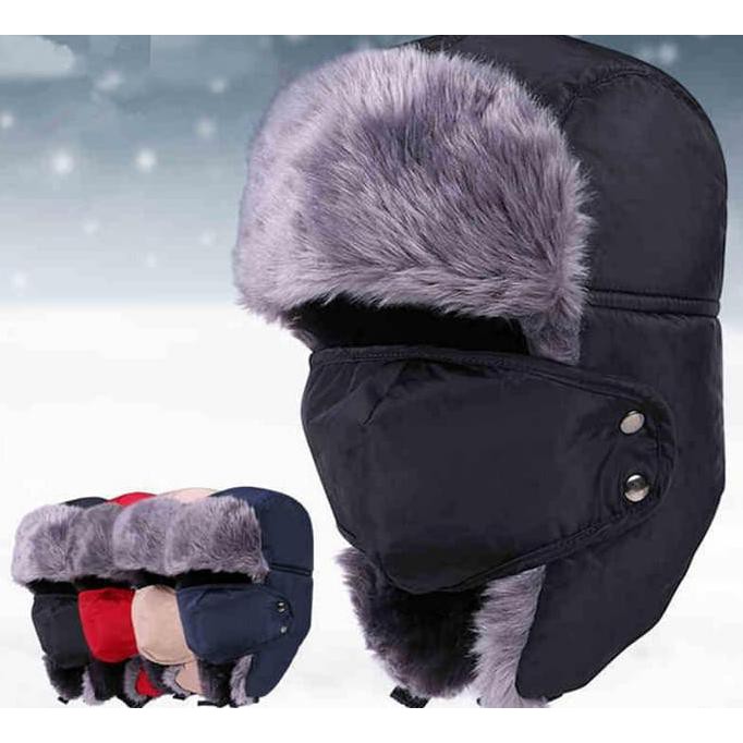 Topi Rusia USHANKA import  masker winter hat topi bomber bulu hangat Fashion Pria | Topi Pria | Topi