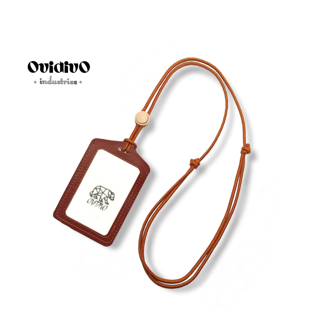 

Basic Lanyard ID Card holder nametag kulit premium