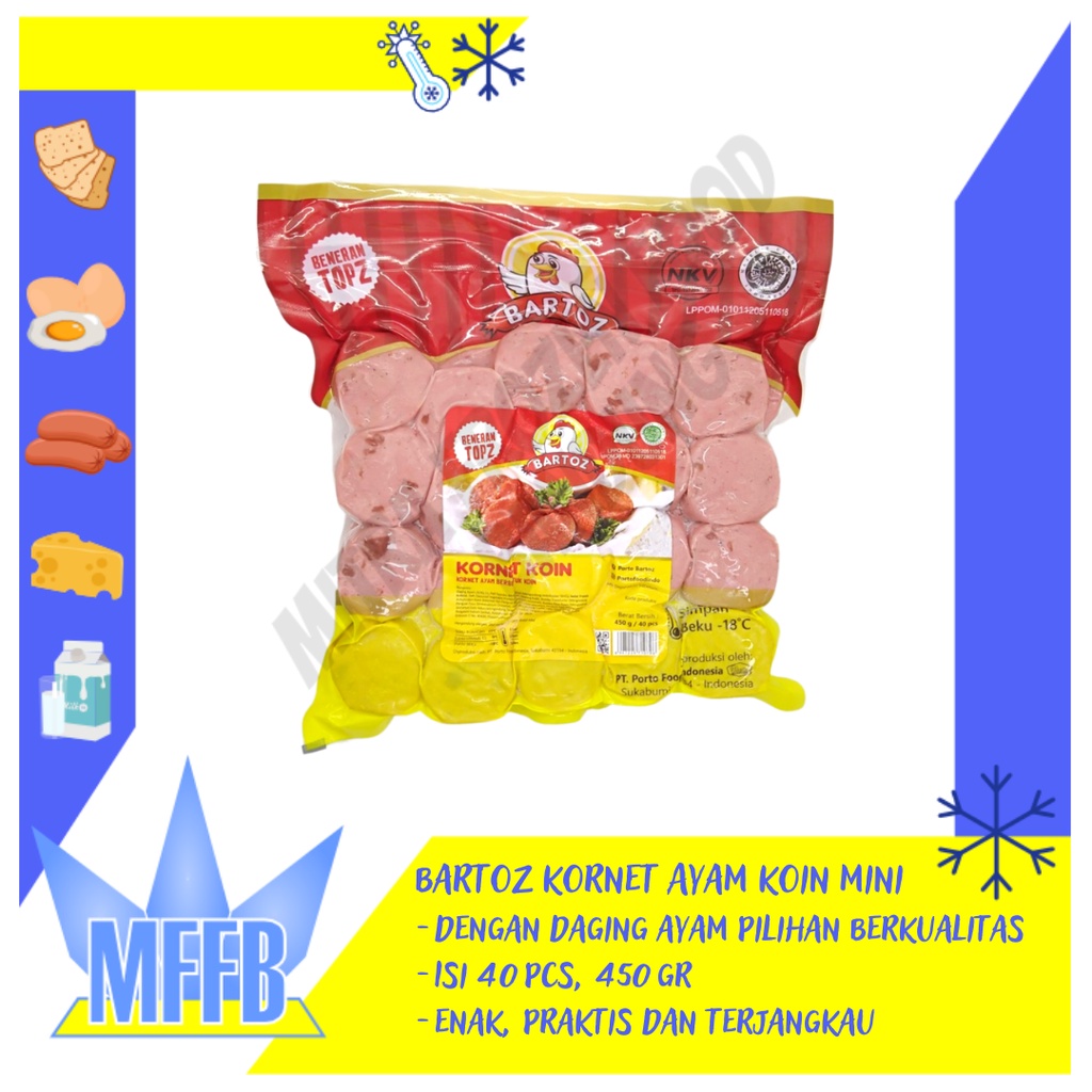 

Bartoz Kornet Ayam Koin Mini 450gr isi 40pcs