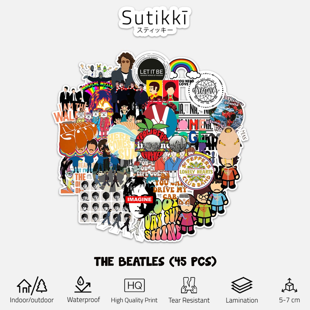 Sutikki | Sticker Pack The beatles John lennon Musik Music Thebeatles Stiker Laptop Vinyl Aesthetic