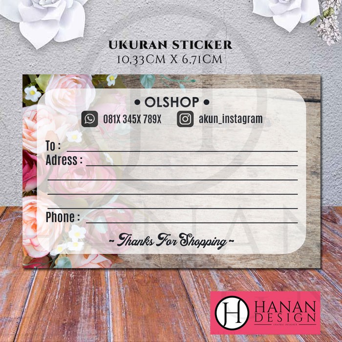 

Stiker Label Pengiriman Paket Olshop Online Shop Custom - Motif Wooden Flower