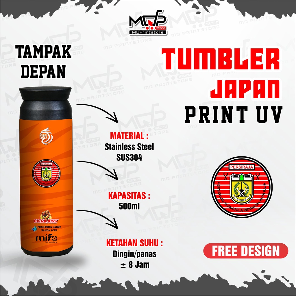 TUMBLER PERSIRAJA LIGA 1 BRI TUMBLER JAPAN SEPAK BOLA MDPRINTSTORE