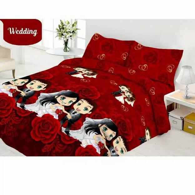 Bedcover Aja Tanpa Sprei Vito Wedding 210x210 cm - TANPA SPREI -