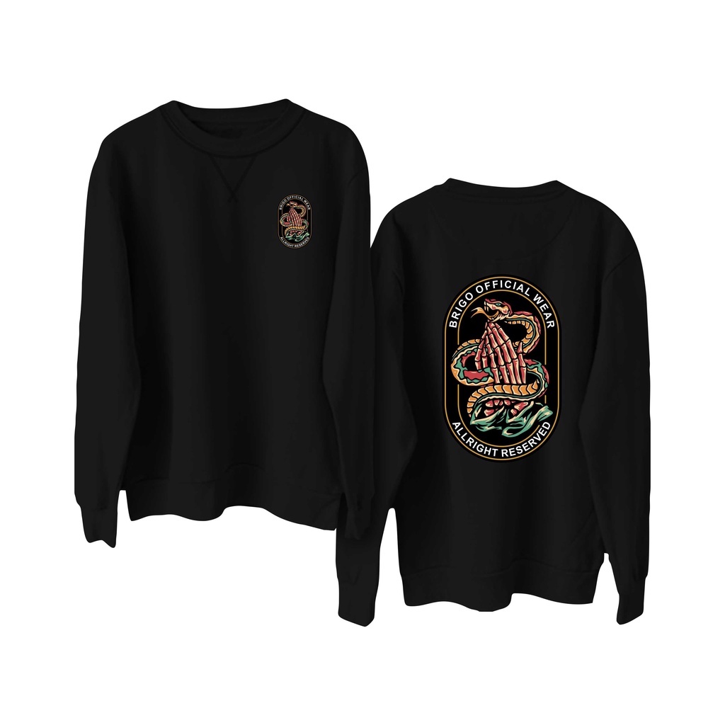BRIGO Basic Sweatshirt  please snake II Sweater Crewneck BRIGO please snake Sablon DTF Fleece Cotton M-XXL (Pria &amp; Wanita) Free stiker&amp;Gantungan Kunci