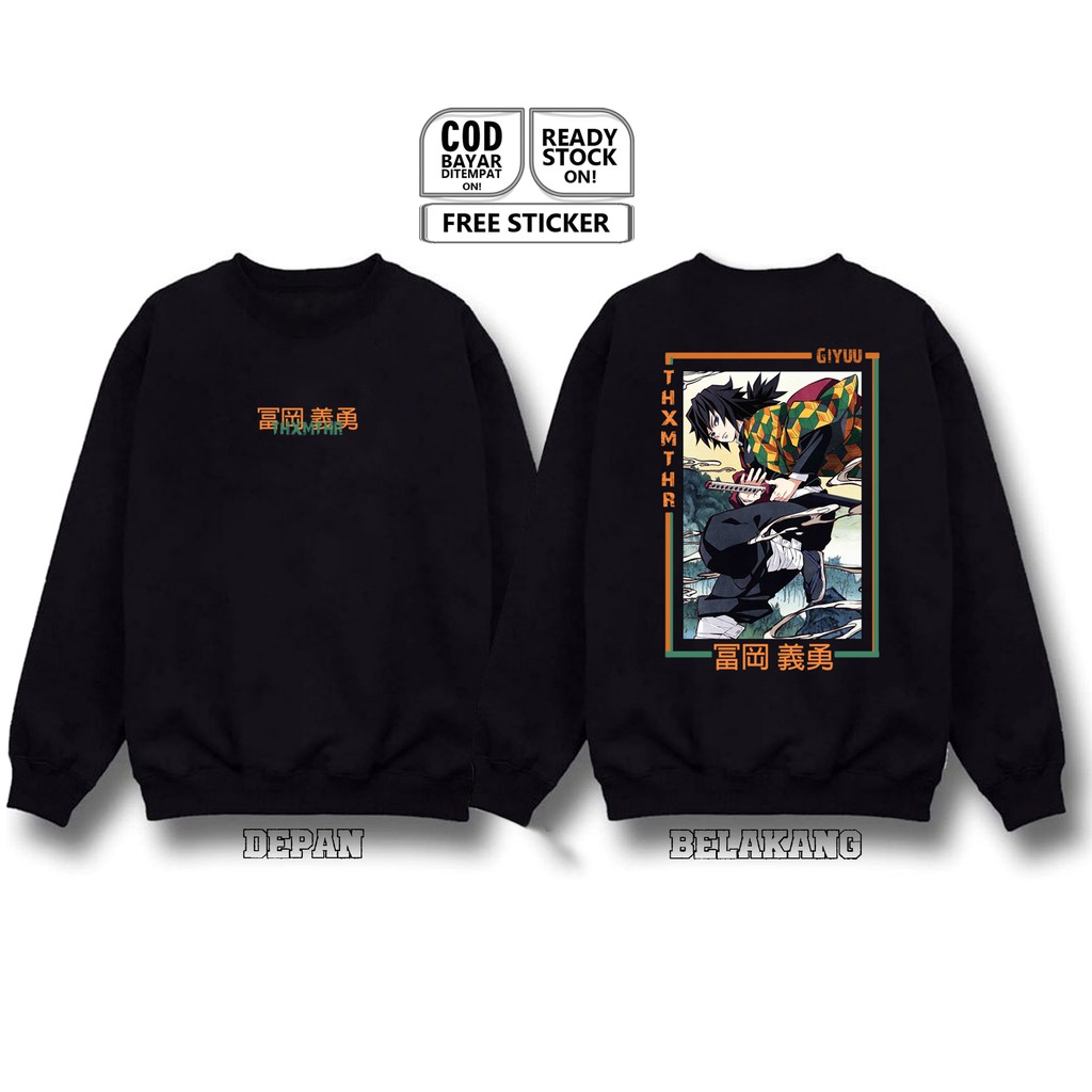 SWEATER CREWNECK GIYU TOMIOKA KIMETSU NO YAIBA DEMON HUNTER DEMON SLAYER ANIME MANGA BAJU JEPANG SC