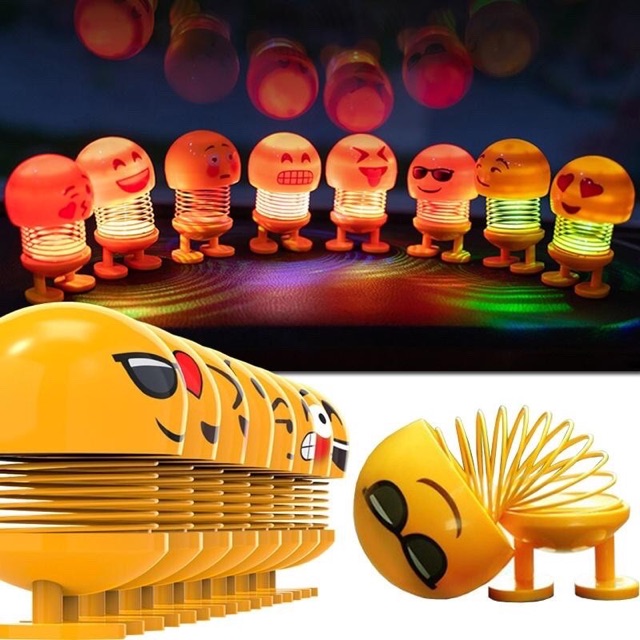 Lampu boneka  per goyang kepala emoticon emoji spring shaking