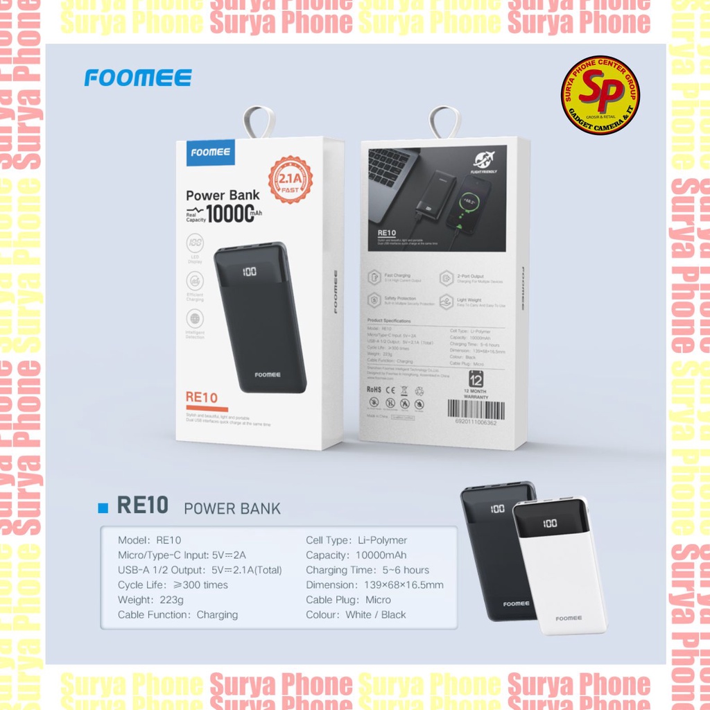 FOOMEE RE10 POWER BANK 10000mAh