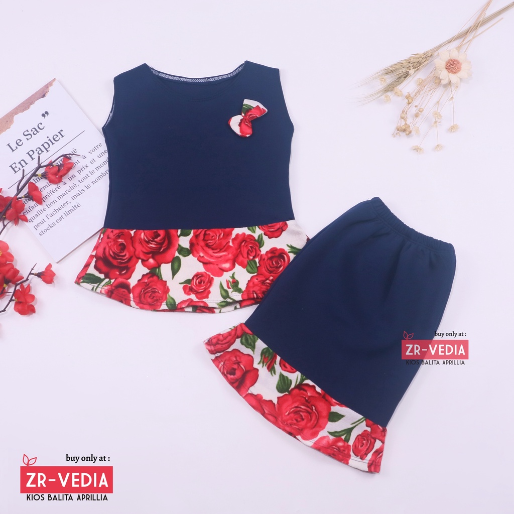 Setelan Zizi Anak uk Bayi - 4 Tahun / Atasan Bawahan Rok Perempuan Set Baju Pesta Peplum Cewek