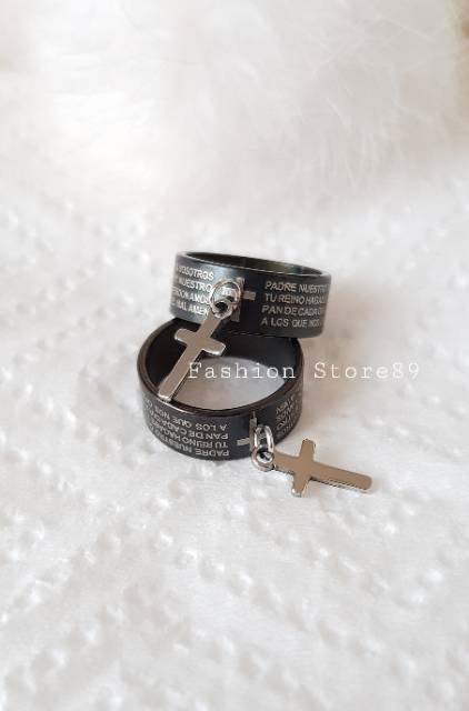 Ready best seller import cincin Titanium Black Rohani / cincin salib import titanium black