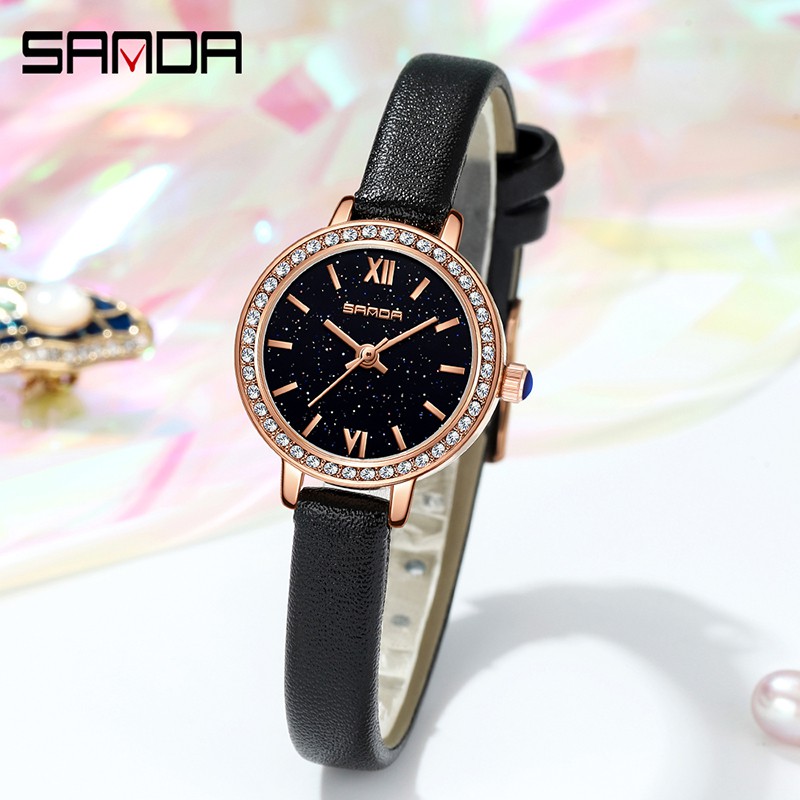 SANDA 1095 Jam Tangan Wanita Analog Tali Kulit WATCHKITE WKOS