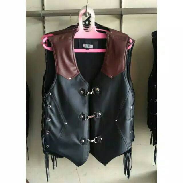 Rompi Kulit Sintetis Pria / Rompi Kulit Bikers